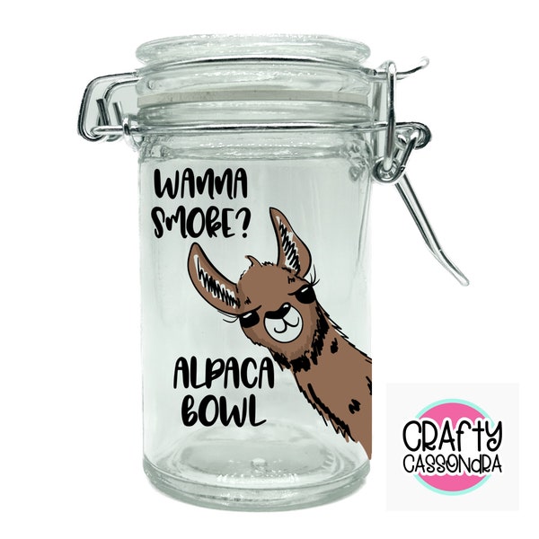 Cute Stash jar, wanna smoke  Alpaca bowl, stashjars, airtight smell proof weed jars, cannabiss accessories, jars & containers, stoner stuff