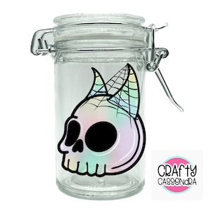 Stash jar - cute skull stash jars- stashjars, airtight containers that are smell proof. Rainbow, Halloween, pastel gothic, cute goth, girly