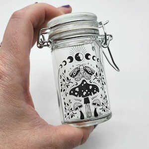 Stash Jar, moth celestial moon, 420, kitchen spice jar, witch herbs, moon water, stoner gifts for smokers,