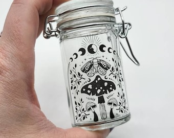 Celestial Moth Stash Jar, Airtight Glass Spice Herb Container