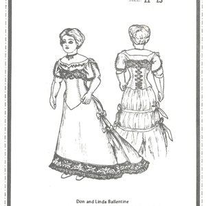 11-13&quot; Victorian Lady Doll dress pattern all in one garment corset slip sewing pattern uncut 9001