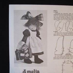 Sewing Pattern by Rainie Crawford 15" girl cloth rag doll named Amelia with suitcase