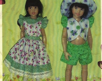 14" Kish Doll Clothes Sewing Pattern: Dress, Top, Shorts, Hat