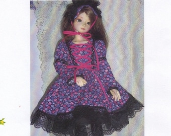 Dress,headband and over the knee socks  Sewing PATTERN 16"  MSD BJD