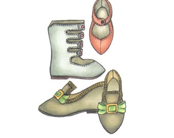 Sewing pattern fashion MSD DS BJD doll Shoe & Boot 9 different sizes 1564