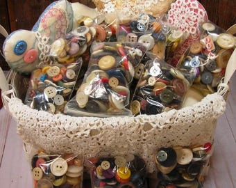 Vintage Buttons Grab Bag sewing crafts Junk Journal SLOW STITCH