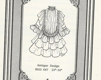 23 24-inch DOLL DRESS PATTERN vintage look 647