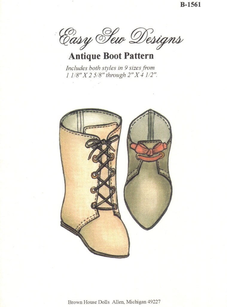 DOLL Sewing Pattern Antique Boot Shoe in 9 Different Sizes Msd Sd Bjd ...