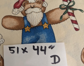 51 x44"  Christmas Bears Holiday Winter cotton fabric yard plus