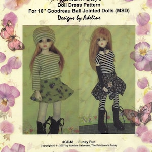 Top Skirt Sock Hat 16&quot; Goodreau Ball Jointed Doll like size Sewing PATTERN MSD BJD