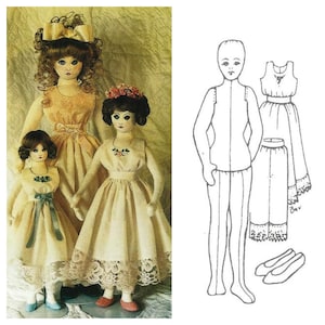 24-25" Cloth fabric rag doll sewing pattern doll, shoes, underwear 1317