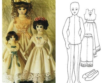 24-25" Cloth fabric rag doll sewing pattern doll, shoes, underwear 1317