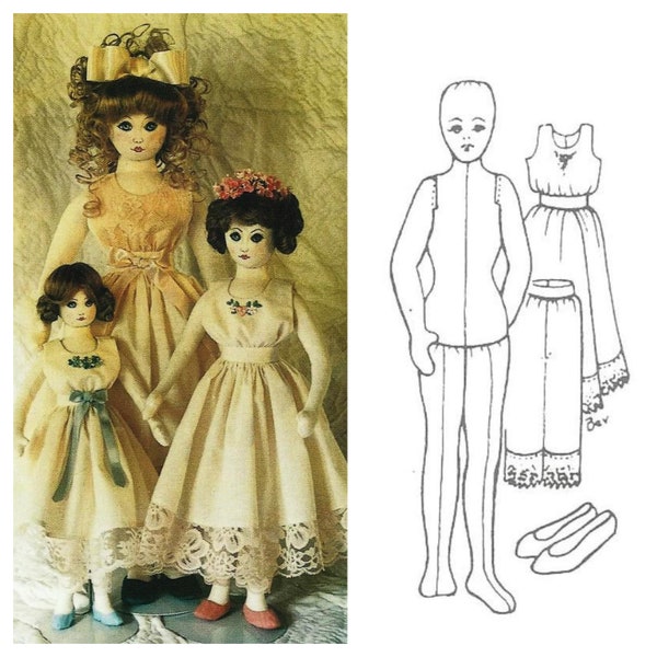 24-25" Cloth fabric rag doll sewing pattern doll, shoes, underwear 1317