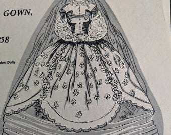 Vintage Bride wedding gown Barbie fashion Doll 11.5 size