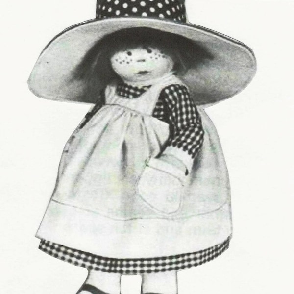 Farmer 15" girl cloth rag doll named Jenny sewing Pattern by Rainie Crawford