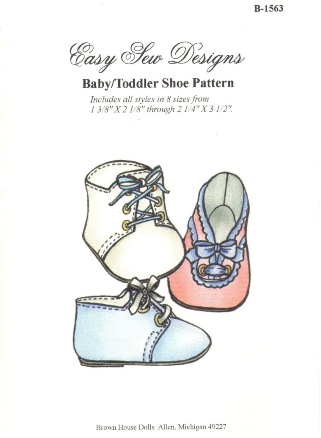 Sewing Pattern Re-born Doll Baby Toddler SHOE Pattern in 8 Different ...