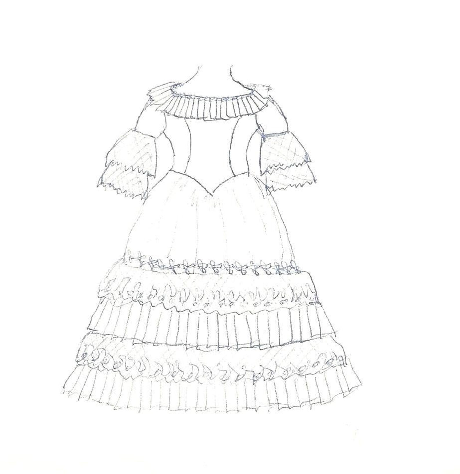 China Doll 1850 Era for 17 DOLL Dress Sewing Pattern German French