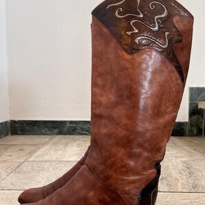 Bottes Vintage CITY 55 Paris - Taille 36,5 - Cuir Noir Talon Aiguille Années 80 - Occasion