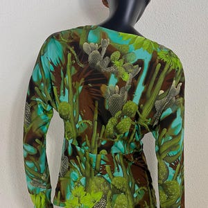 Vintage Versace Silk Top - Iconic Cactus and Jungle Print
