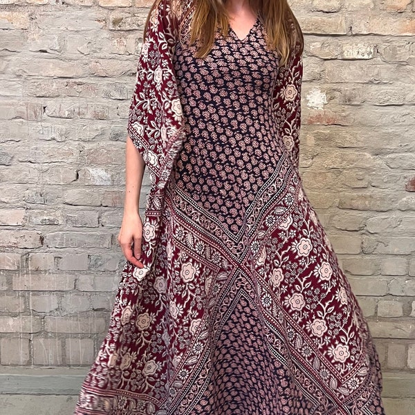 Vintage 70s India Blockprint Dress