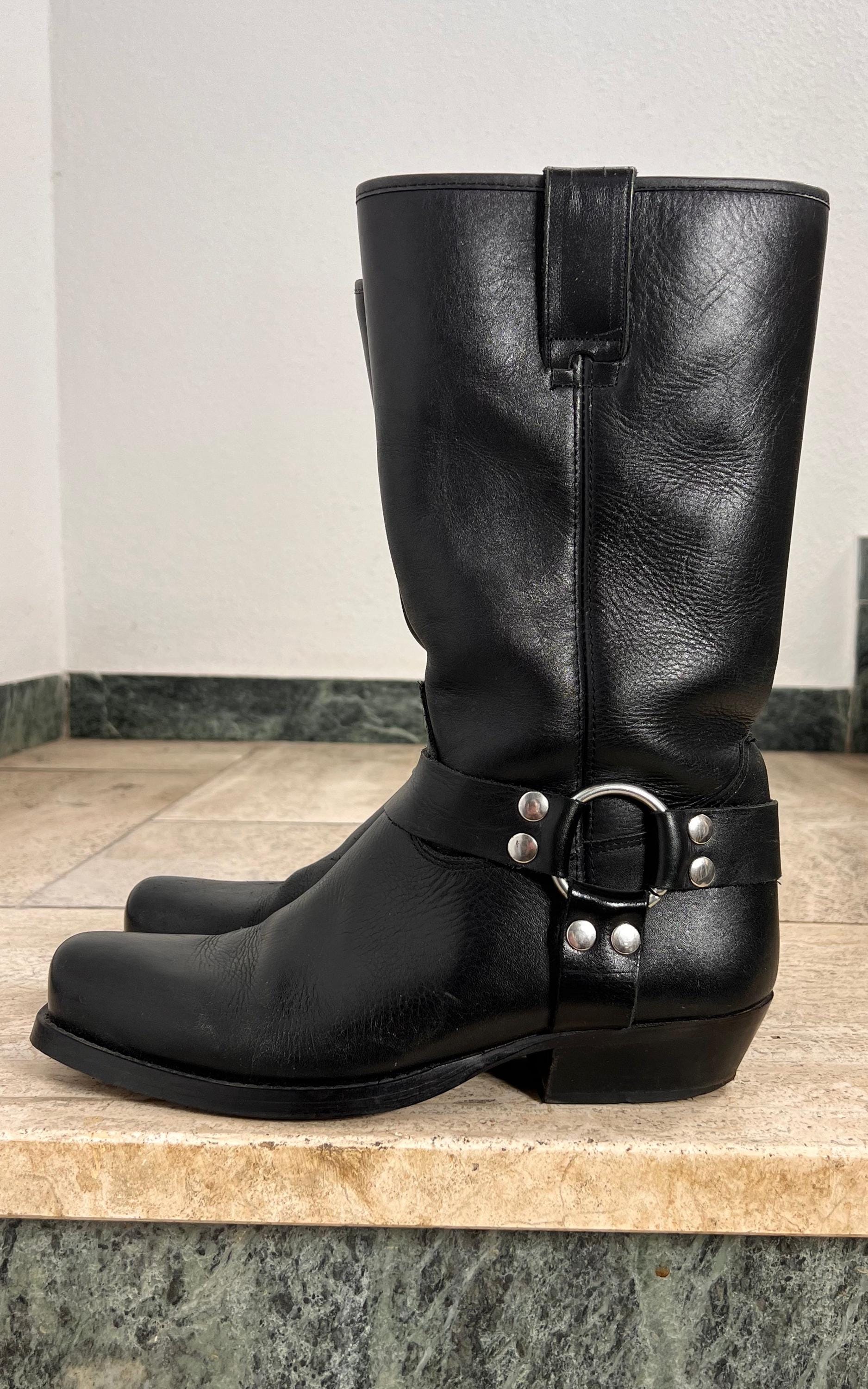 Bottes De Cowboy Buffalo - Cuir Véritable Noir, Taille 42, Homme, Fabriquées En Espagne
