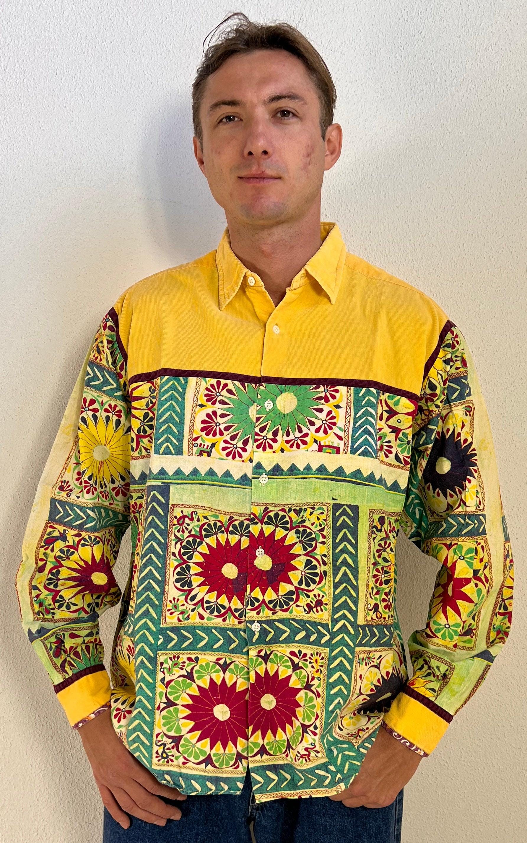 Replay, Vintage 90s MENS Replay Made in Italy Colourful Cotton Shirt