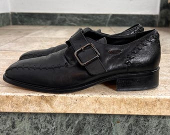 Vintage Mezlan Spain Black Leather Woven Slip on Tassel  display picture 3