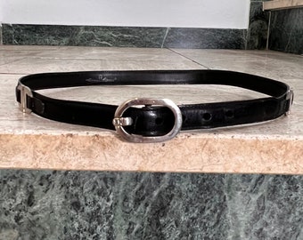 Etienne Aigner Brown Leather Belt with Silver Buckle Vintage Aigner Brown Leather Belt: Silver Buckle, Made in  main image 4