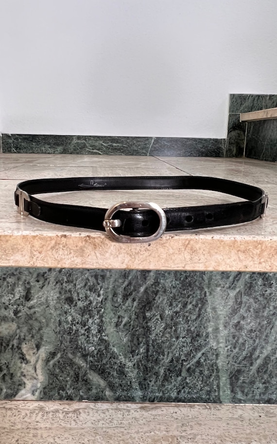 Etienne Aigner Leather Belt Vintage Etienne Aigner Black and Tan Brown Leather Belt  main image 3