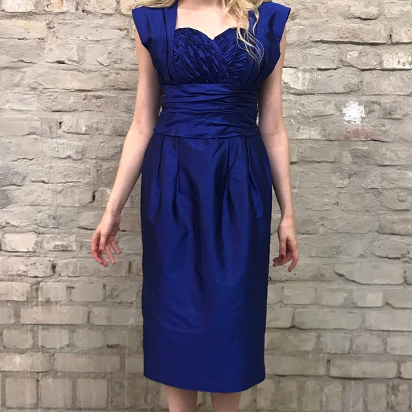 Electric Blue Silk Taffeta Dress