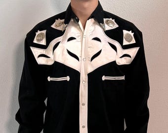 Herren Cowboy Hemd Western Style - Slim Fit, Stickerei, Langarm, Mit Taschen