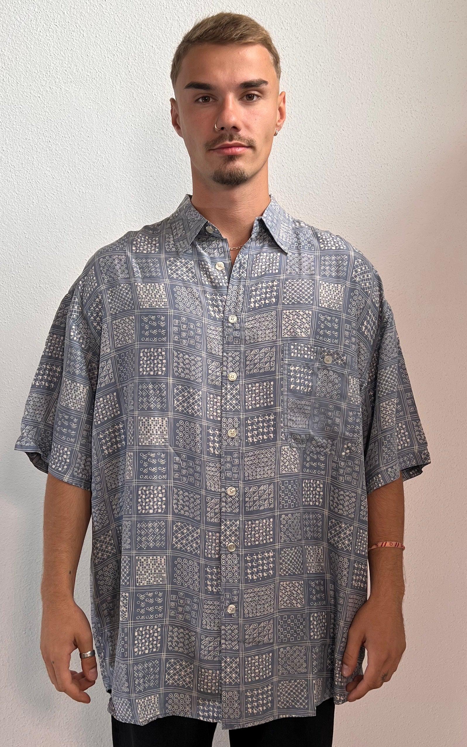 【KOSUKE 】 Bahama SILK shirts 90s 1990's Vintage Tommy Bahama Silk Hawaiian S/S Shirt Navy