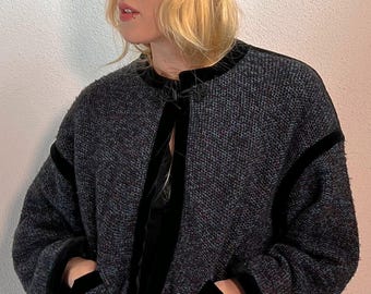 Vintage Tweed & Fur Cardigan