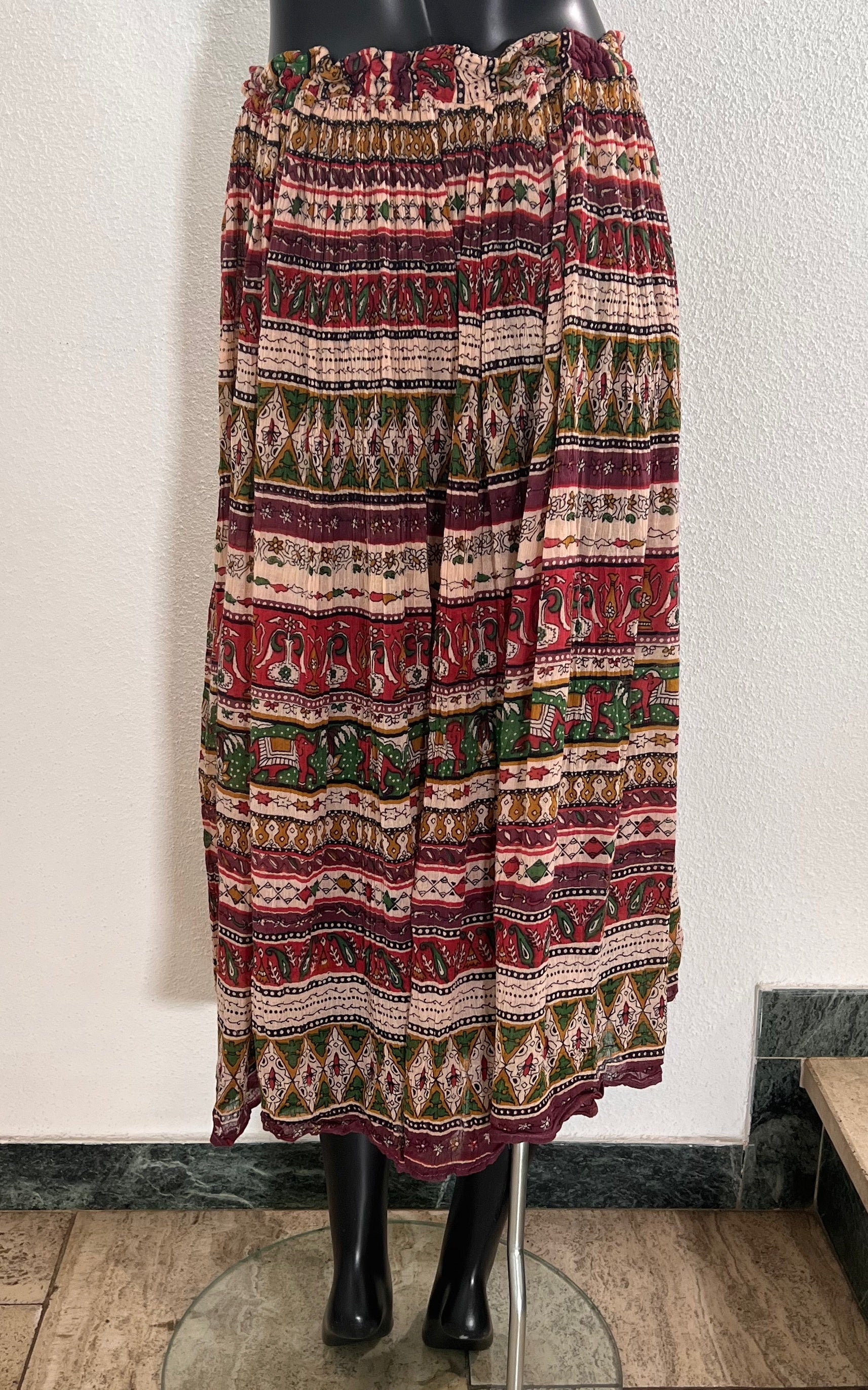 Made in India Indian Cotton Skirt Colorful ＆ Botanical