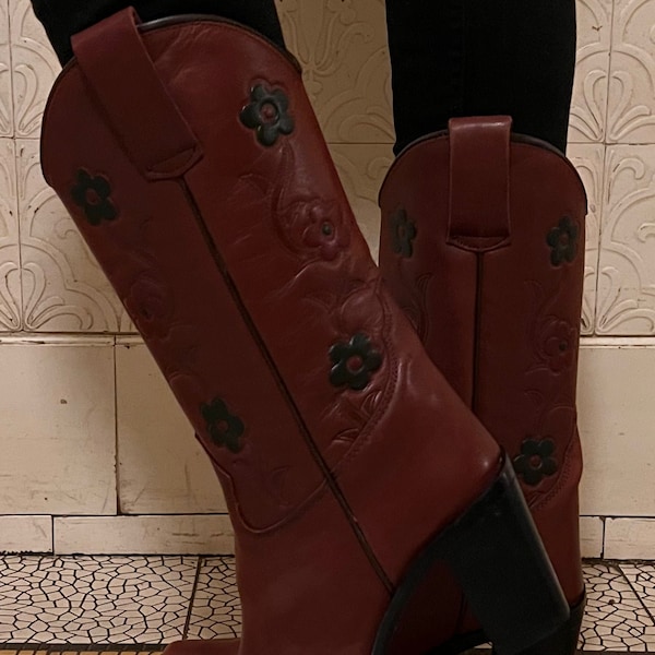 bottes de cowboy à fleurs vintage 36, 37, 40 et 41