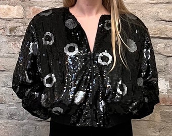 Vintage Snake Sequin Bomber Jacket