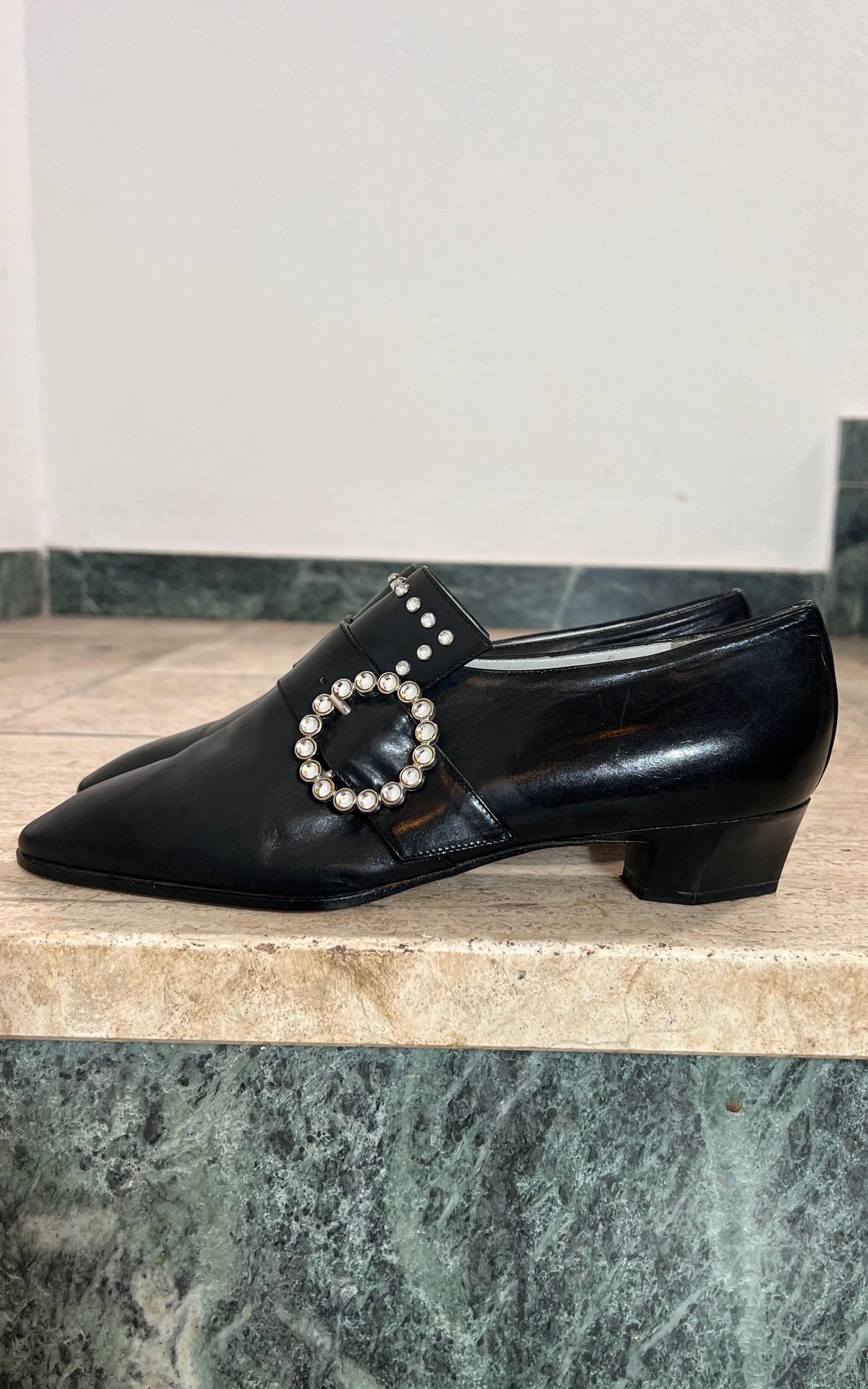 Versace Medusa Studded Loafers Black Leather US 6.5EU 39.5 Designer Luxury Italy Vintage Chanel Loafers - Etsy main image 3