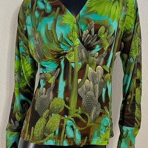 Vintage Versace Silk Top - Iconic Cactus and Jungle Print