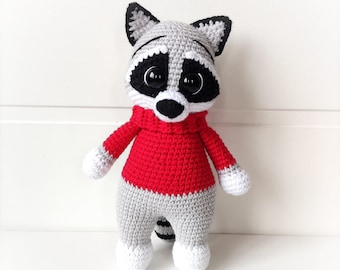 Crochet raccoon, Crochet raccoon amigurumi, Baby gift, Amigurumi raccoon, Crochet animals, birthday, raccoon, Stuffed animal, raccoon toy