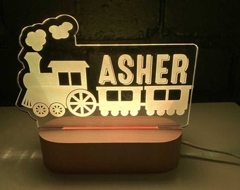 Regalo de luz de noche de tren personalizado: amuleto Choo-Choo para un sueño tranquilo del niño, luz LED de tren