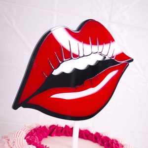 Valentines Day Cake Topper - Double Layered &quot;Hot Lips&quot;