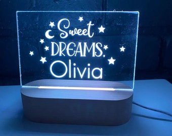 Sweet Dreams Personalised Night Light, Night Light, Kids Bedroom, Nursery Night Light, Custom Night Light, Childs Playroom, Gift For Kids