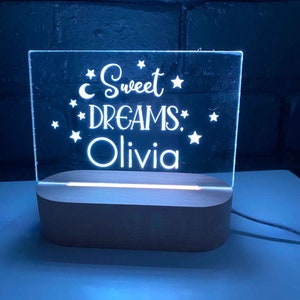 Sweet Dreams Personalised Night Light, Night Light, Kids Bedroom, Nursery Night Light, Custom Night Light, Childs Playroom, Gift For Kids
