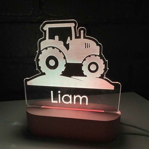 Personalised Tractor Night Light, Night Light, Kids Bedroom, Nursery Night Light, Custom Light, Child's Playroom, Gift For Kids, LED Light