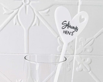 Heart Shaped Custom Drink Stirrers - Wedding Drink Stirrers - Personalized Swizzle Sticks - Personalised Drink Stirrers - Name Stirrers