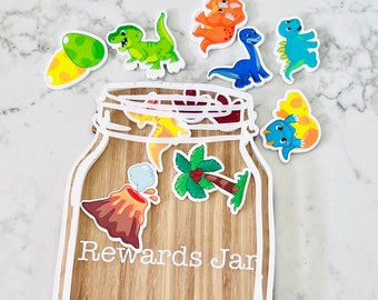 Personalized Dinosaur Children's Reward Jar, Classroom Incentive, Positive Reinforcement