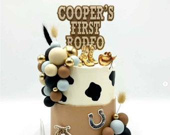 Personalised First Rodeo Cake Topper - Cowboy Style Custom Name