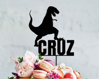 Personalised Dinosaur Birthday Cake Topper - Custom Name Dinosaur Birthday Acrylic  Cake Topper Decoration Made to Order Melbourne Australia
