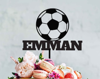 Personalised Soccer Birthday Cake Topper - Custom "Name" Soccer Ball Birthday Cake Decorations, Sports, Football Topper