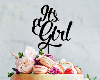 Décoration de gâteau pour baby shower pour filles - C'est une décoration de gâteau pour baby shower de fille | Décoration pour gâteau en acrylique | Baby Shower | Petite fille | Idée de baby shower